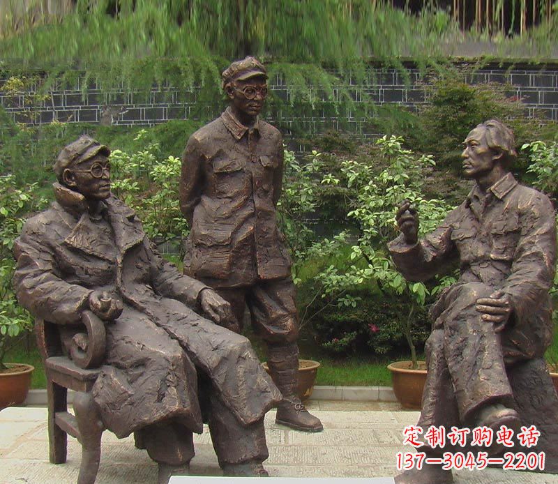 保定伟人毛泽东刘伯承铜雕
