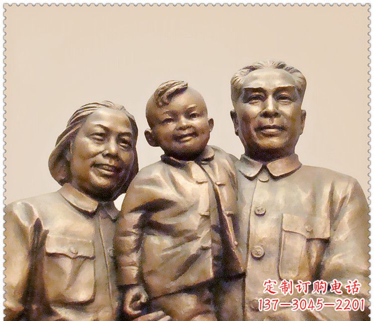 保定伟人周恩来一家铜雕