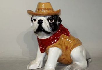保定任性可爱的牛仔造型斗牛犬雕塑