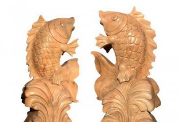 保定中领雕塑：精美的鲤鱼喷水晚霞红石雕