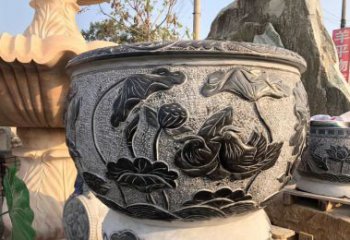 保定荷花浮雕鱼缸雕塑，让空间更加生机勃勃