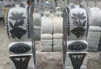 保定中领雕塑推出的青石荷花浮雕门墩雕塑，使用…