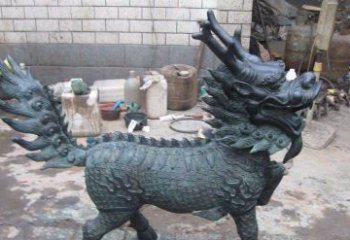 保定青铜雕制神兽麒麟，艺术匠心之至