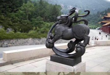 保定神兽白虎铜雕塑，雕刻出传统中国文化之精髓