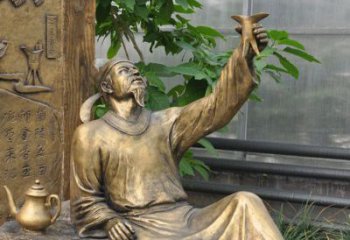 保定象征文学大师李白的铜雕像