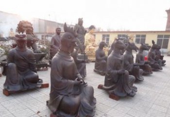 保定定制十二生肖头像铜雕
