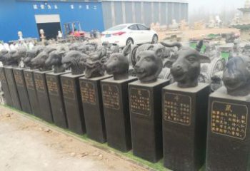 保定中领雕塑：十二生肖头像动物石雕