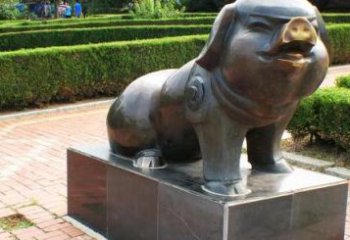 保定古典中国十二生肖猪铜雕塑
