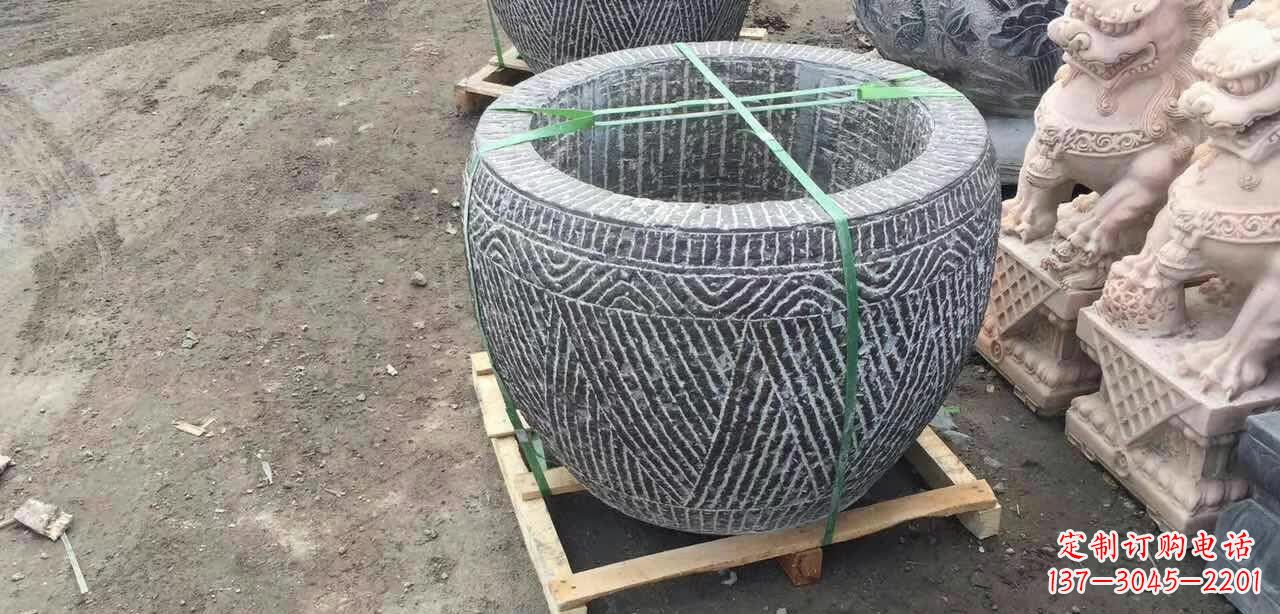 保定纹理石浮雕水缸