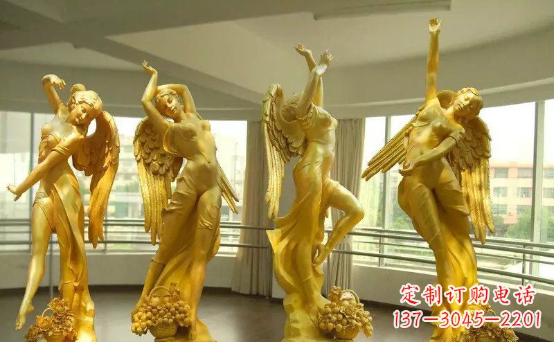 保定舞蹈四女神玻璃钢仿铜人物雕塑