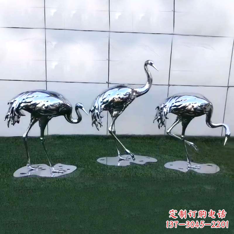 保定仙鹤镜面不锈钢雕塑