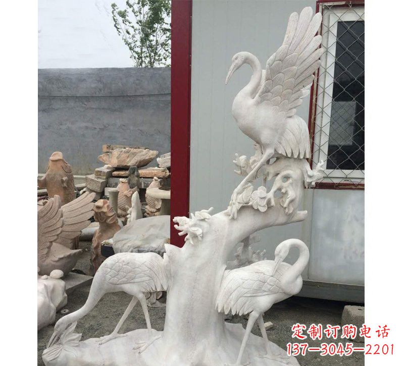 保定仙鹤松树石雕