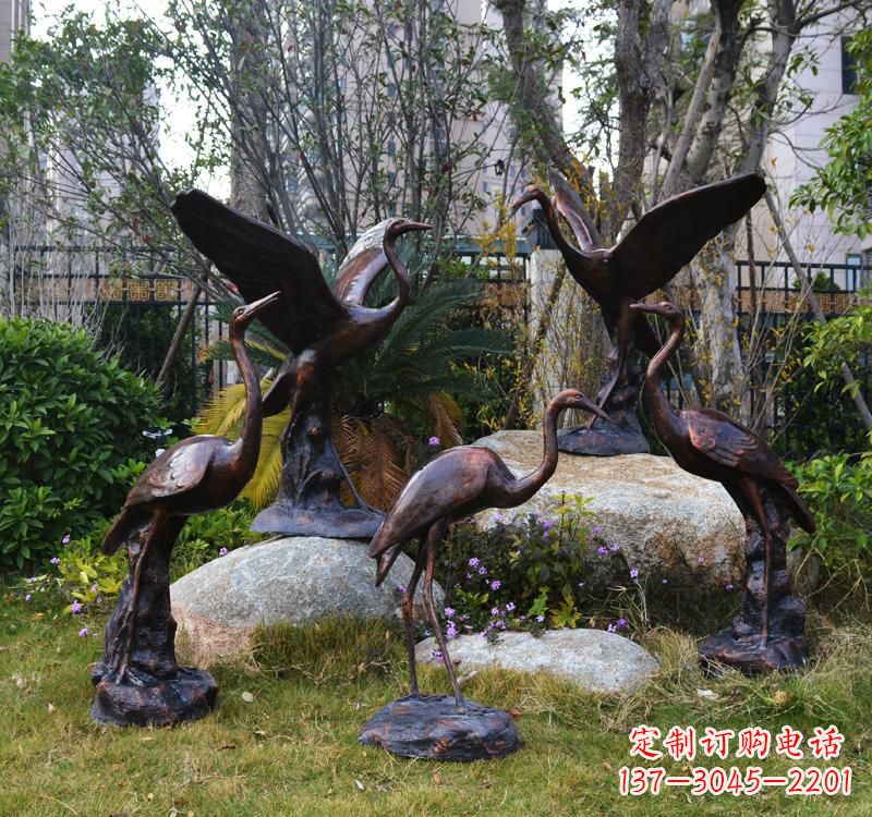 保定仙鹤铜雕塑 (2)