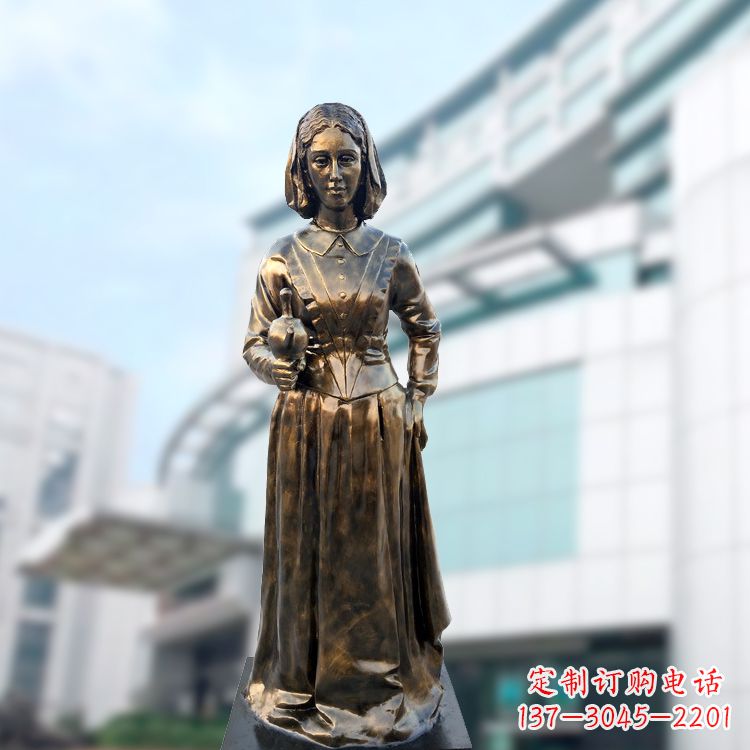 保定现代护理教育奠基人南丁格尔玻璃钢仿铜雕像