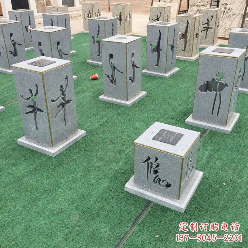 保定现代镂花石灯