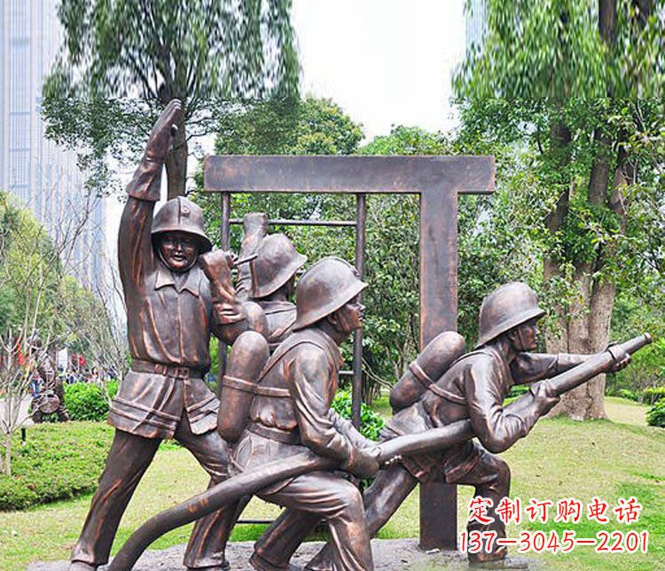 保定消防员人物铜雕 (2)