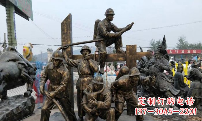 保定消防战士人物铜雕