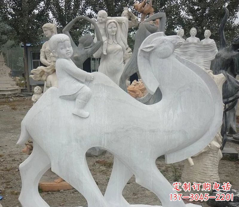 保定小孩骑骆驼石雕