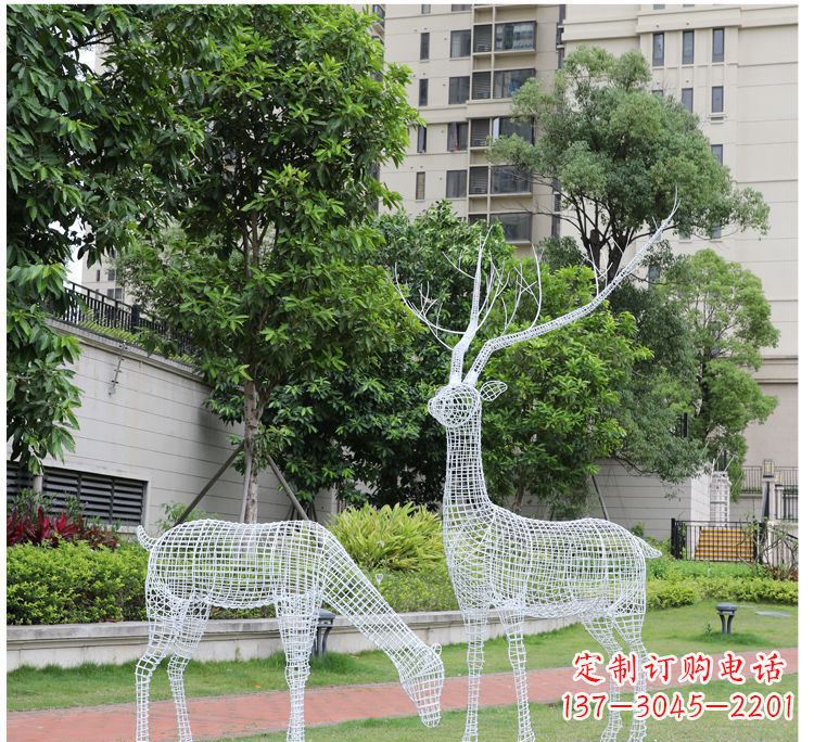 保定小区不锈钢镂空梅花鹿鹿雕塑