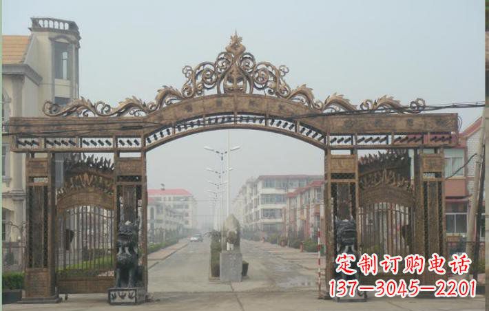 保定小区不锈钢门口牌坊雕塑