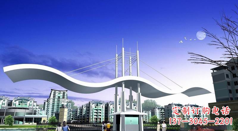 保定小区不锈钢门牌坊景观雕塑