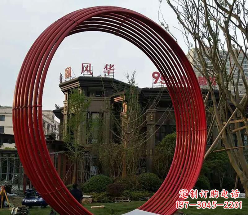保定小区不锈钢圆环景观雕塑