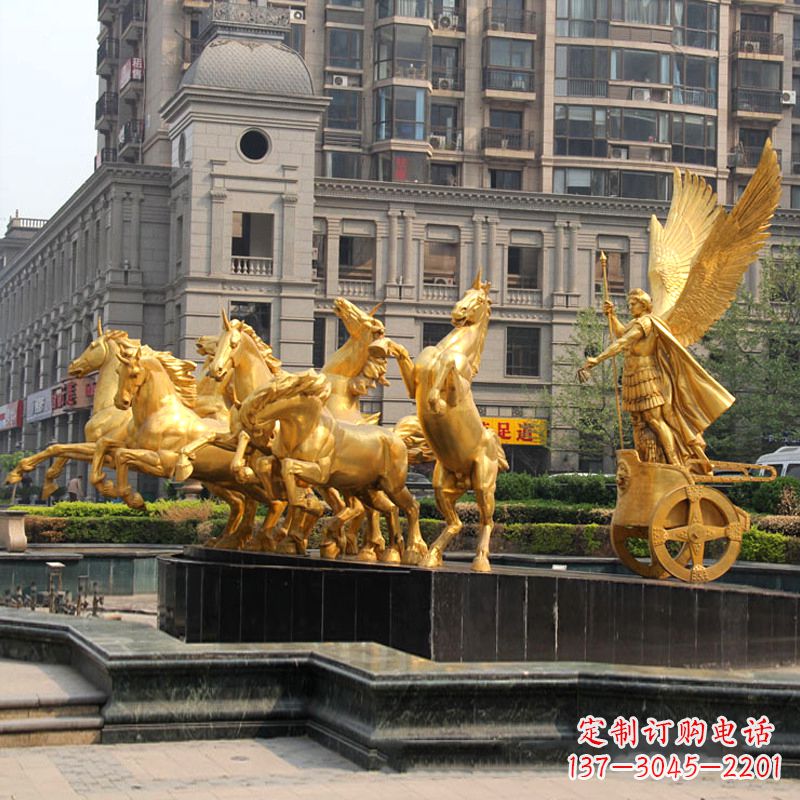 保定小区大门阿波罗战车鎏金景观铜雕