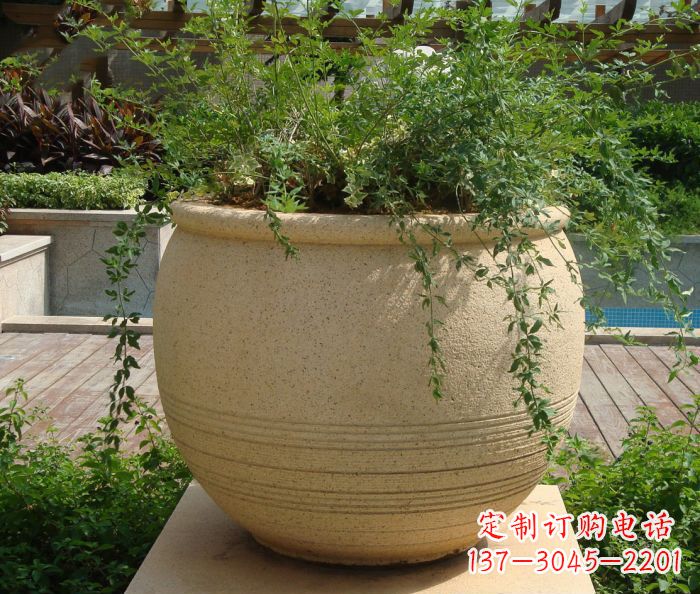 保定小区景观大理石花盆石雕 (2)