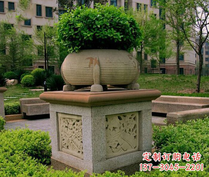 保定小区景观大理石花盆石雕 (3)