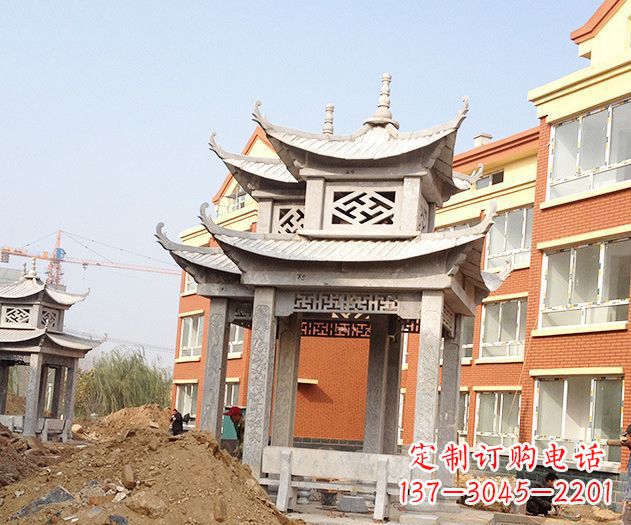 保定小区景观大理石凉亭石雕