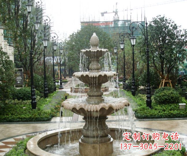 保定小区景观大理石喷泉石雕 (4)