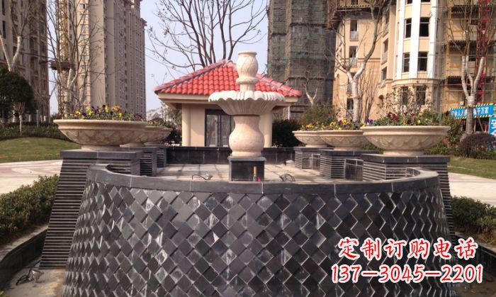 保定小区景观大理石喷泉石雕 (3)
