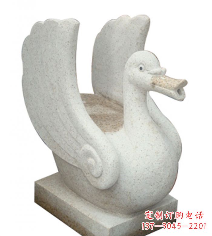 保定小区景观大理石天鹅喷泉石雕 (2)