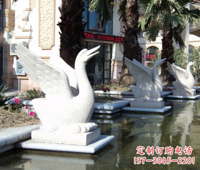 保定小区景观大理石天鹅喷泉石雕
