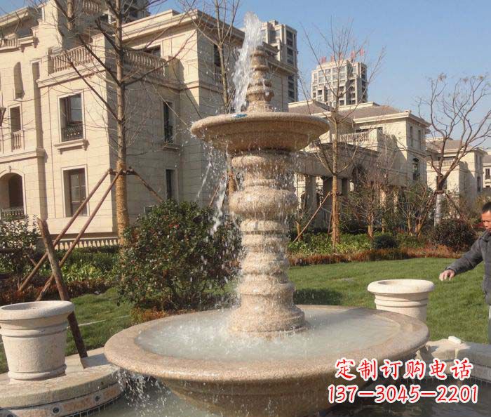 保定小区景观多层喷泉石雕 (2)