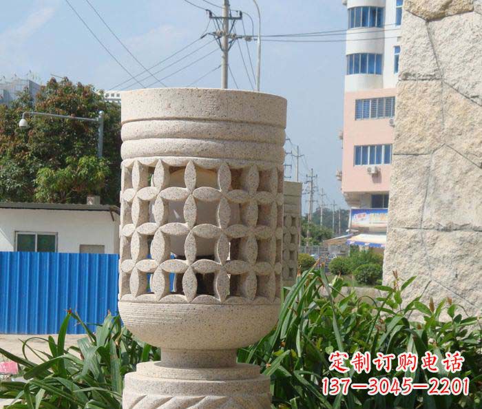 保定小区景观镂空石灯石雕