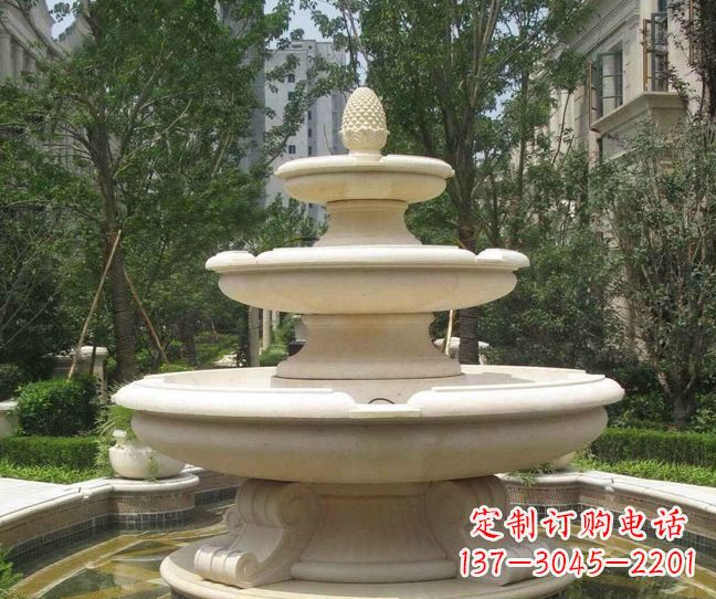 保定小区景观晚霞红多层喷泉石雕