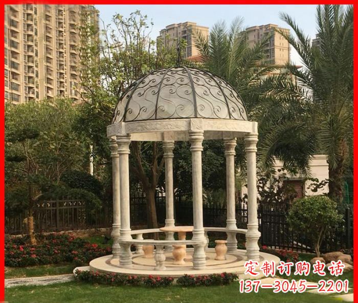 保定小区欧式圆顶凉亭石雕 (2)