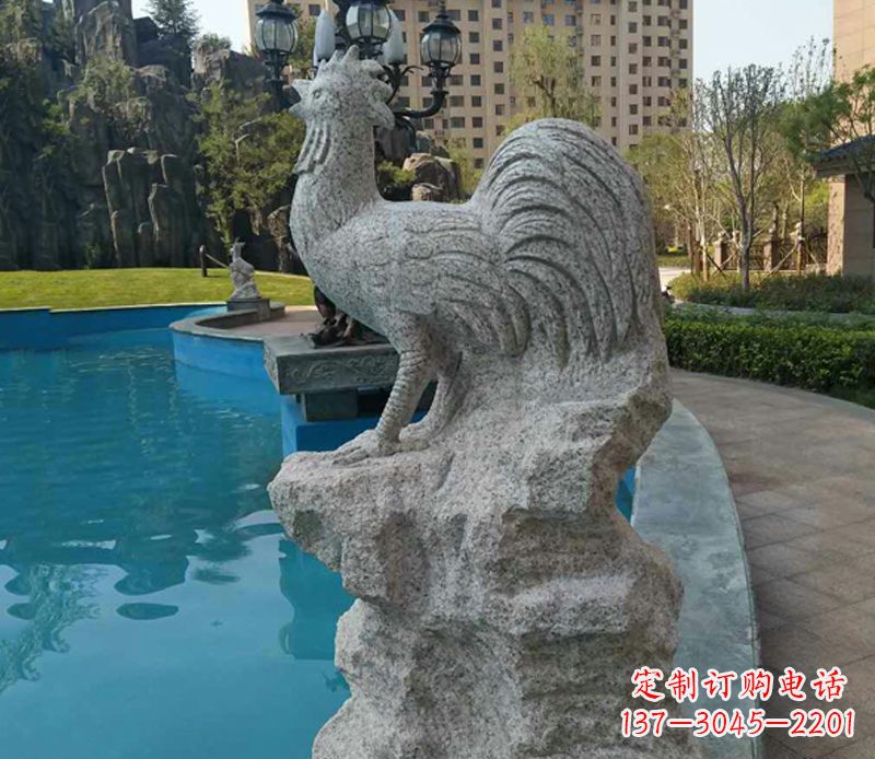 保定小区十二生肖鸡动物石雕
