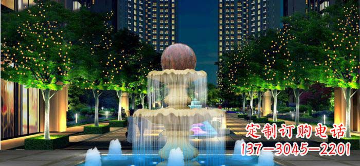 保定小区石来运转风水球石雕喷泉