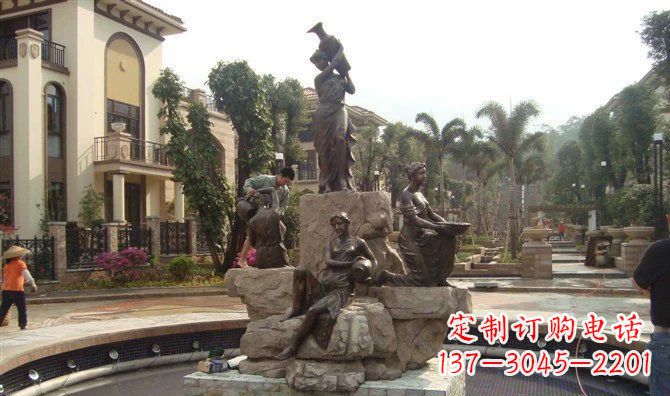 保定小区西方美女喷泉人物铜雕