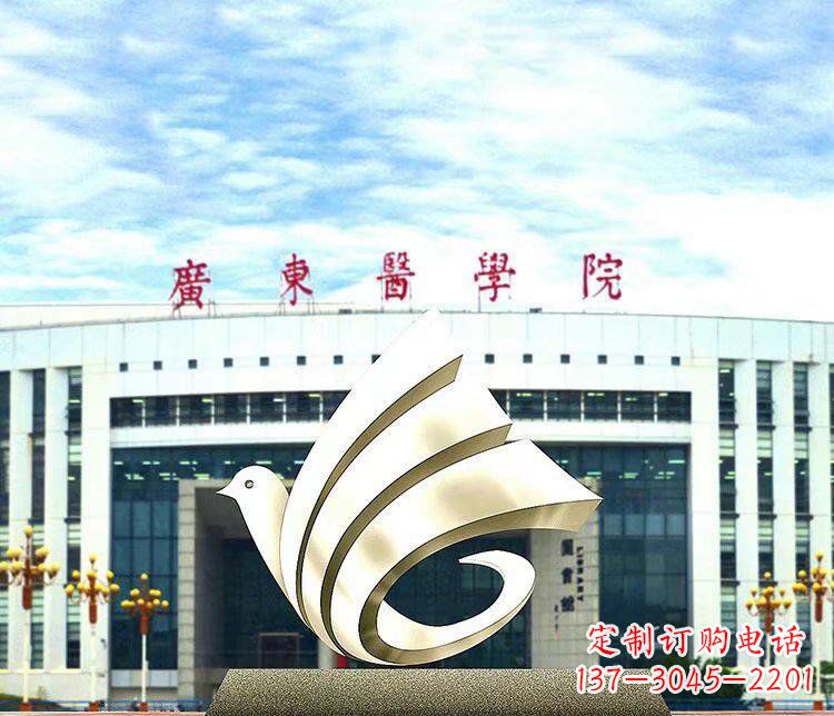 保定校园不锈钢抽象和平鸽雕塑