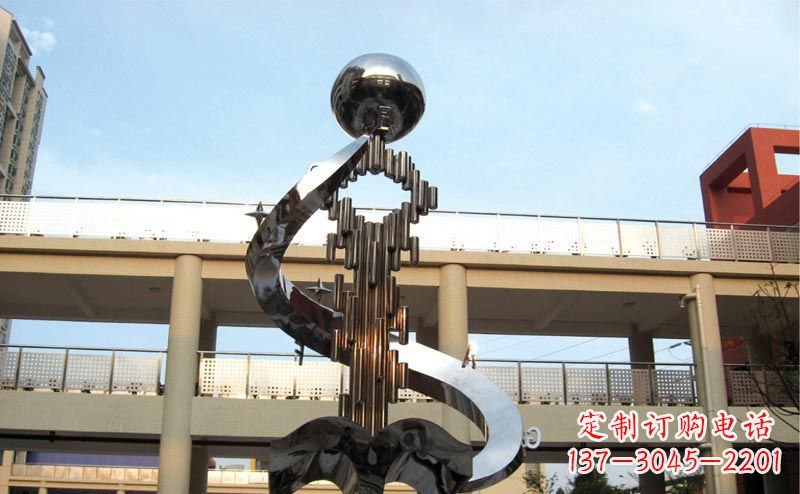 保定校园不锈钢抽象钥匙和书籍雕塑