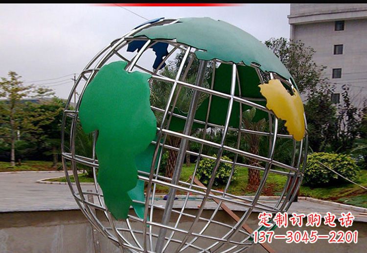 保定校园不锈钢地球仪造型雕塑