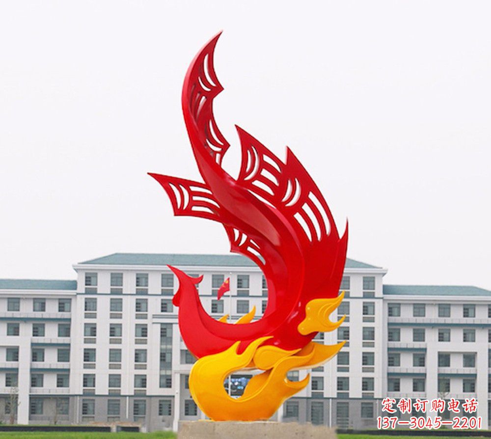 保定校园不锈钢凤凰浴火雕塑