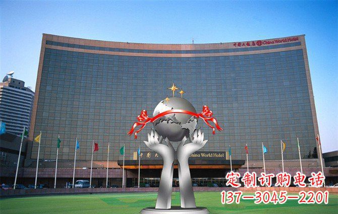 保定校园不锈钢双手捧地球雕塑
