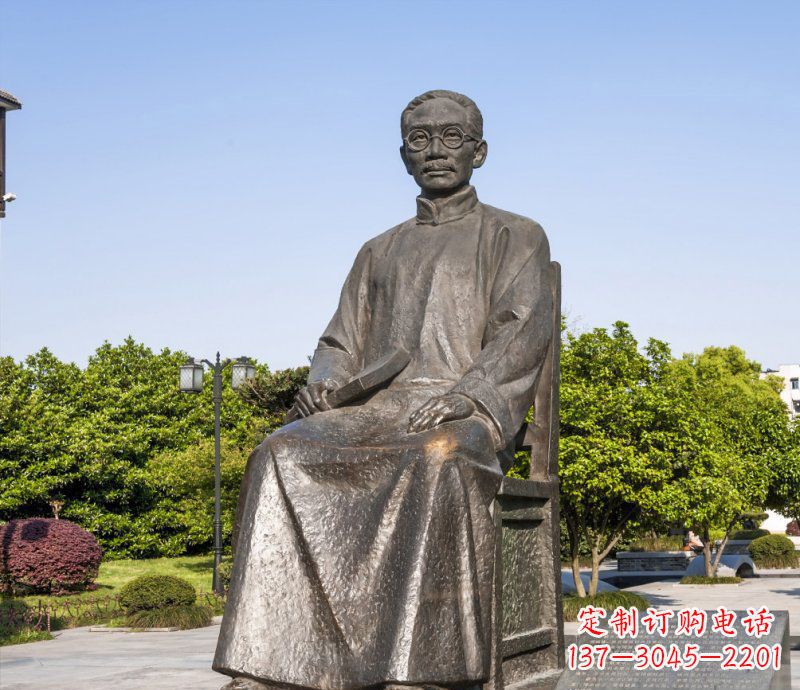 保定校园蔡元培名人铜雕