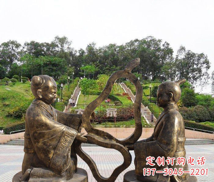 保定校园抽象孔融让梨铜雕