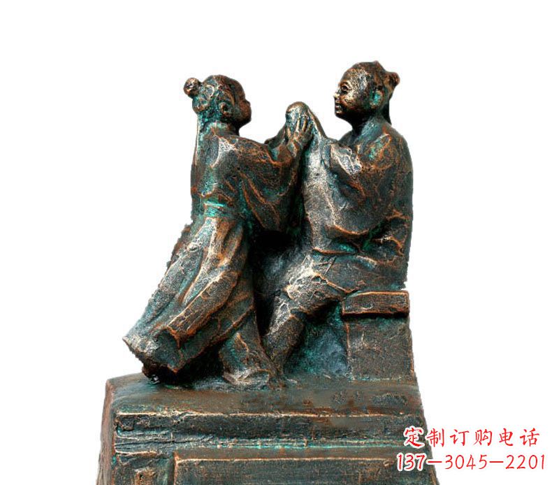 保定校园古代孔融让梨人物铜雕
