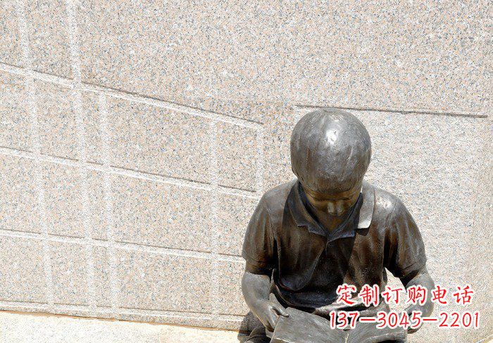 保定校园看书的学生人物铜雕 (3)